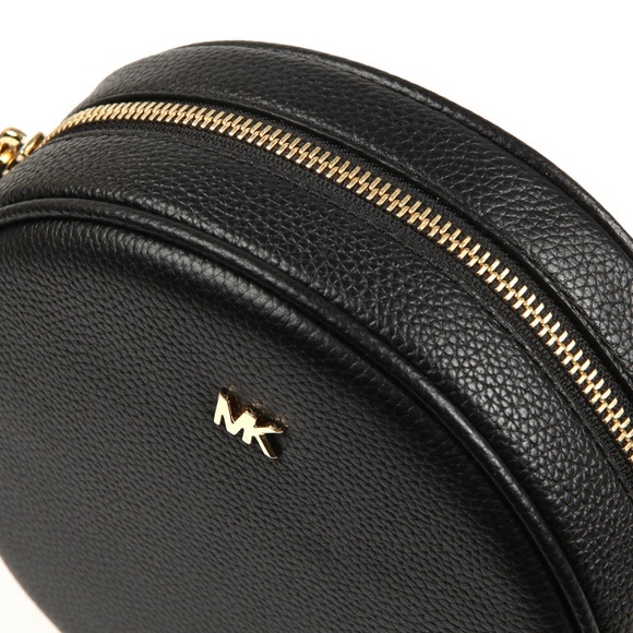 Michael Kors Handbags - MK Round Cross Body Black Pebbled Leatger